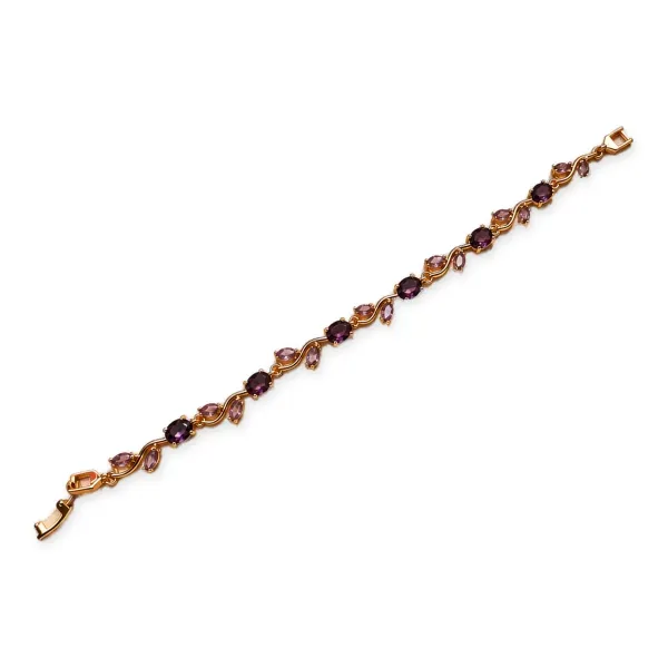 Gold-Tone Leaf Crystal Bracelet - Purple