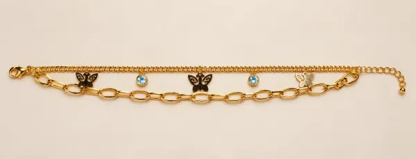 Gold Butterfly Charm Chain Bracelet