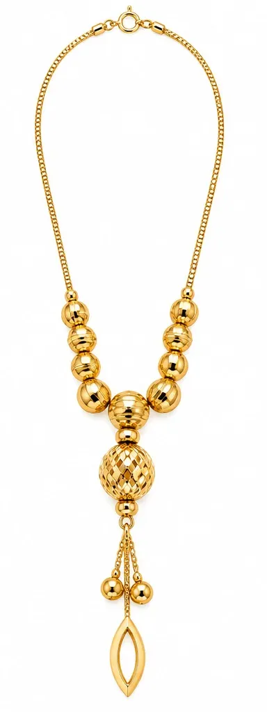 Gold-Tone Bead and Tassel Drop Necklace