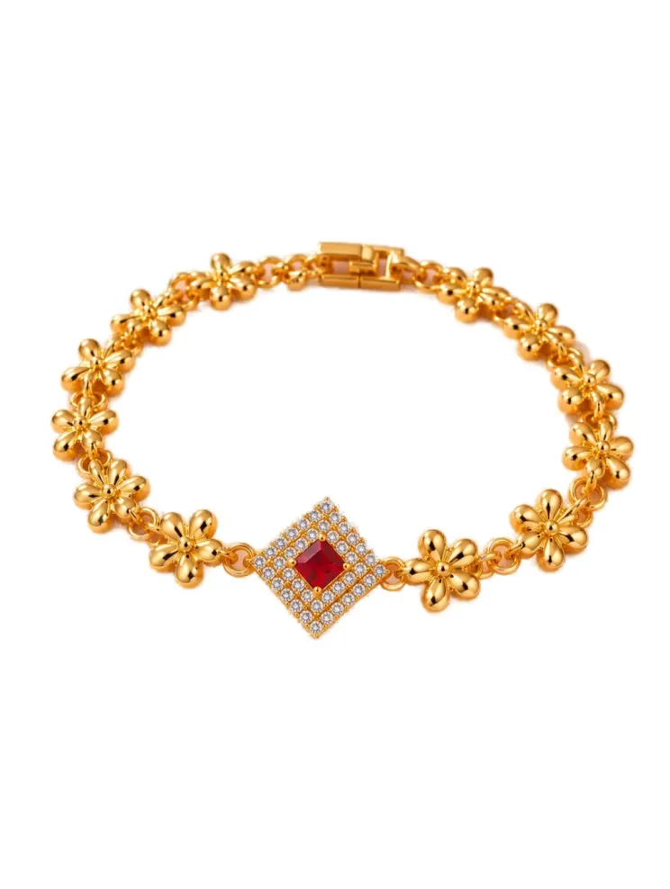 Ruby Flower Link Bracelet